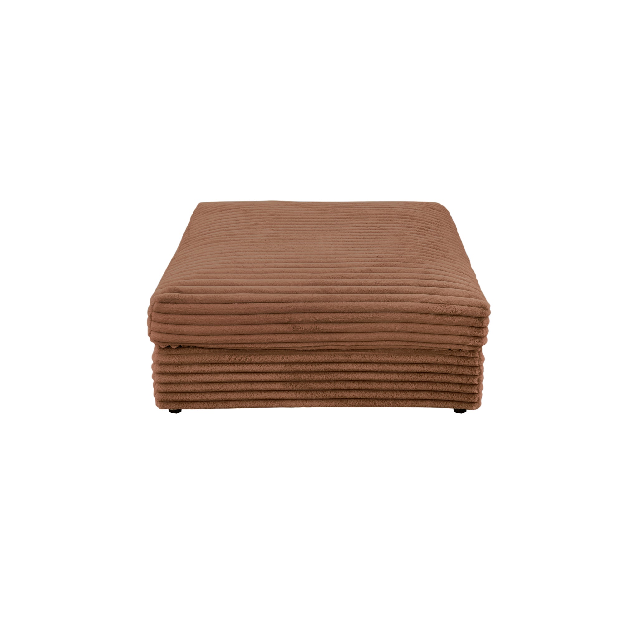 Pouf Norvins en tissu velours gros côtelé terracotta Paname Avenue, vue de profil sur fond blanc