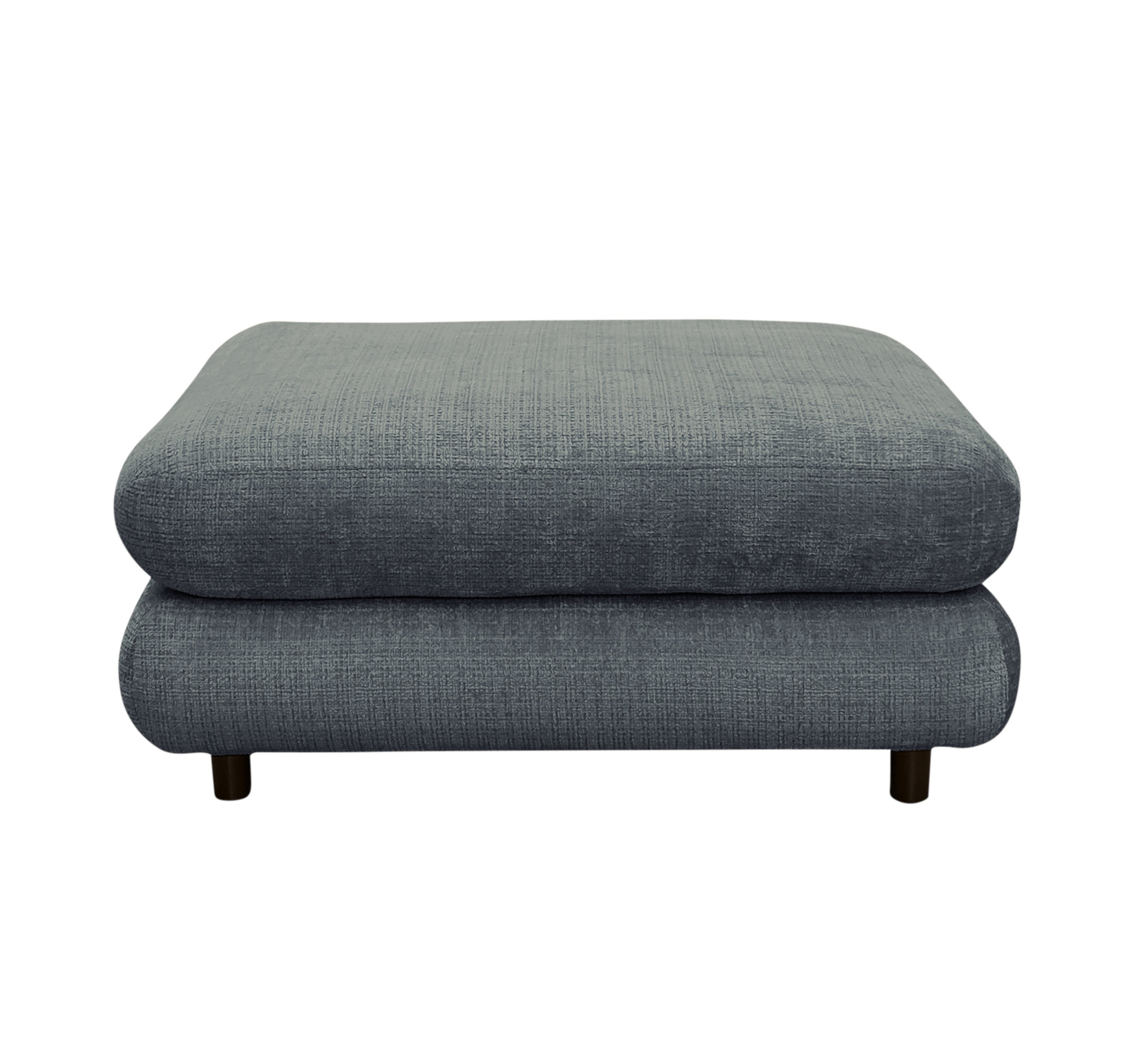 Pouf Popincourt en tissu chenille anthracite Paname Avenue, vue de face sur fond blanc