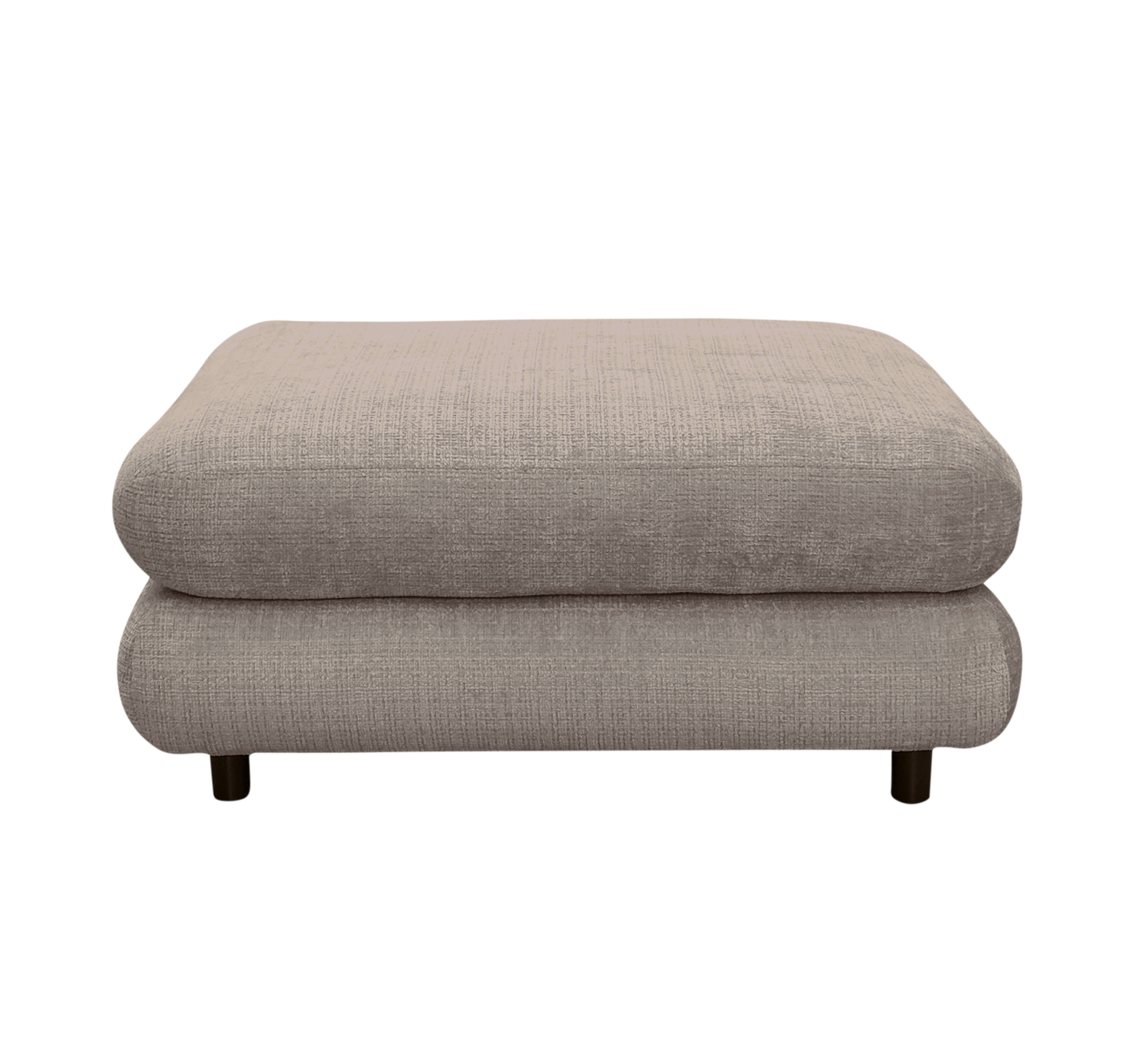 Pouf Popincourt en tissu chenille taupe Paname Avenue, vue de face sur fond blanc
