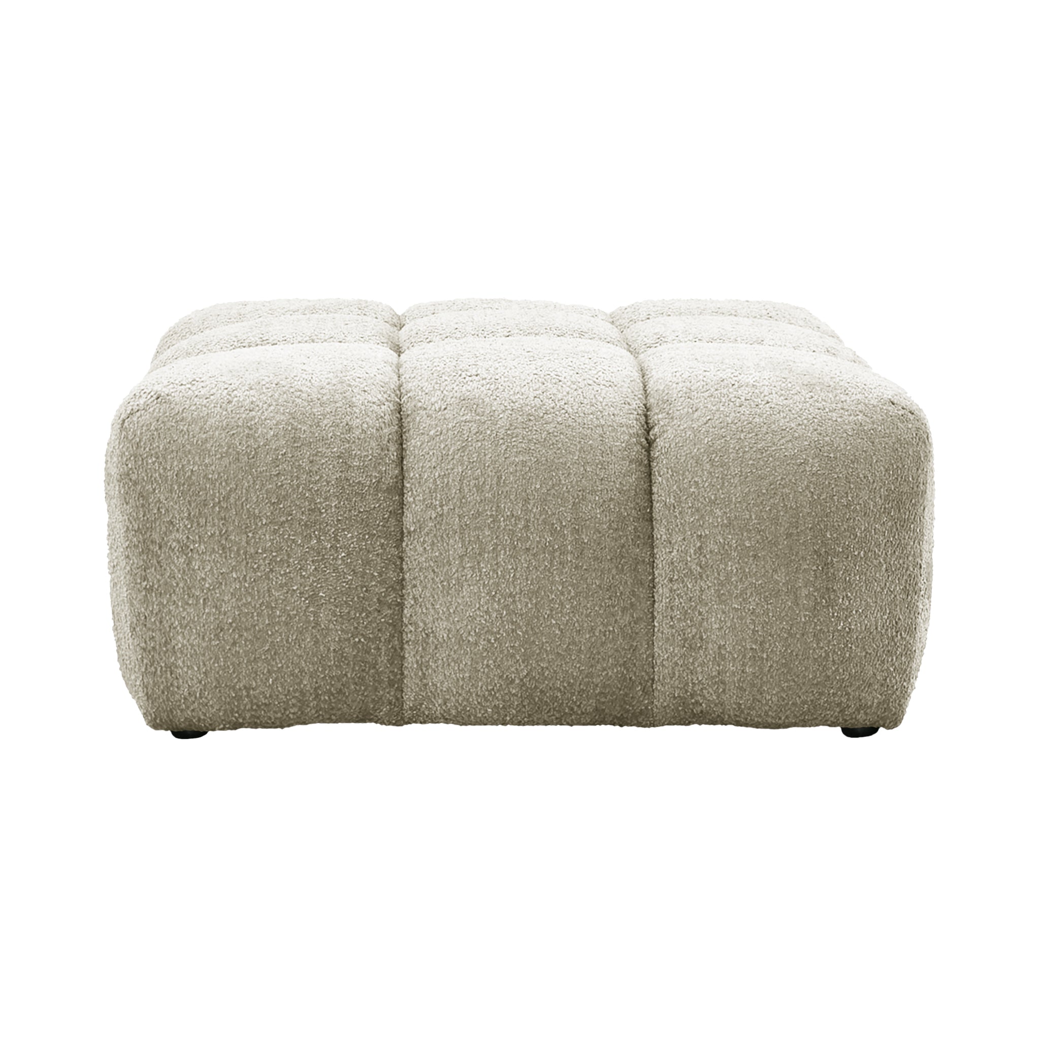 Pouf Taylor en tissu bouclette beige Paname Avenue, vue de face sur fond blanc