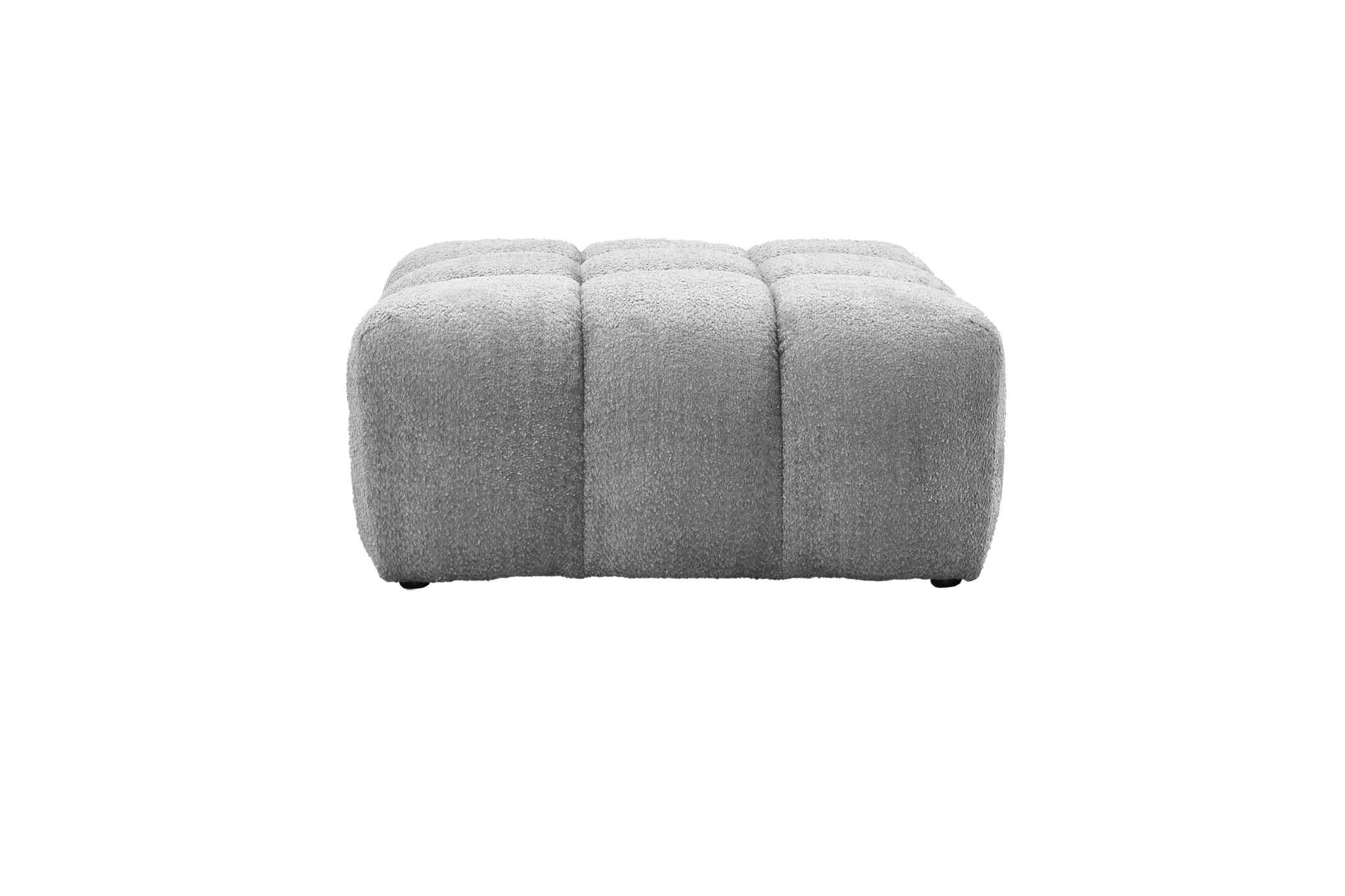 Pouf Taylor en tissu bouclette gris Paname Avenue, vue de face sur fond blanc