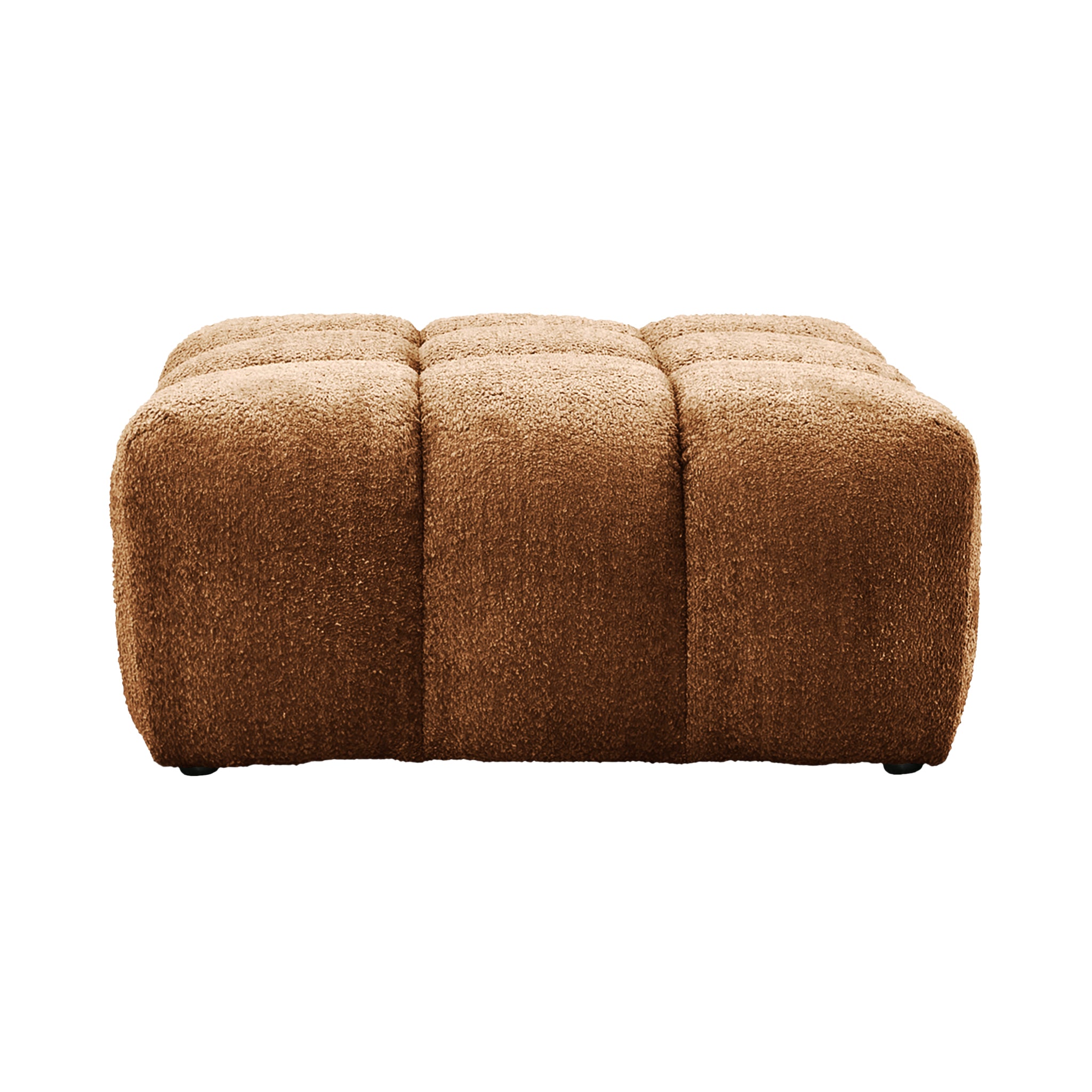 Pouf Taylor en tissu bouclette terracotta Paname Avenue, vue de face sur fond blanc