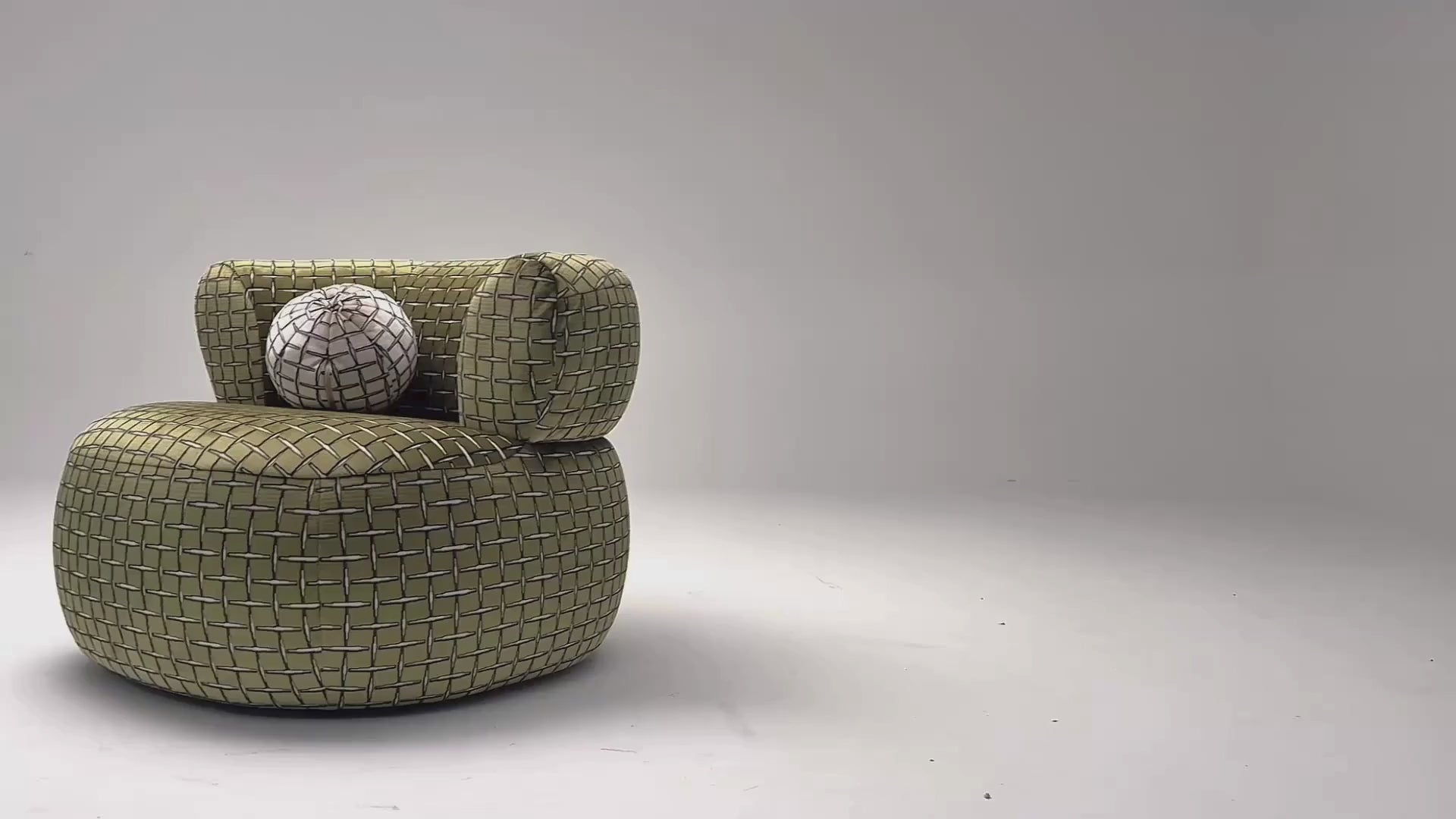 Vidéo de présentation du fauteuil Montorgueil en tissu velours vert olive, filmé en studio photo. Cette démonstration met en avant le design, les proportions, les accoudoirs et la qualité du revêtement.