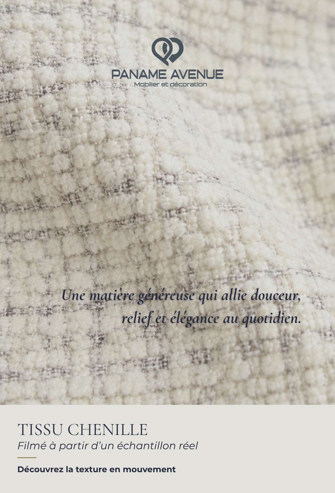 Nuancier du tissu chenille beige Cremona – échantillons et couleurs du revêtement – Paname Avenue