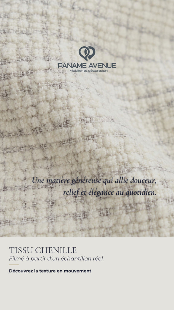 Nuancier du tissu chenille beige Cremona – échantillons et couleurs du revêtement – Paname Avenue