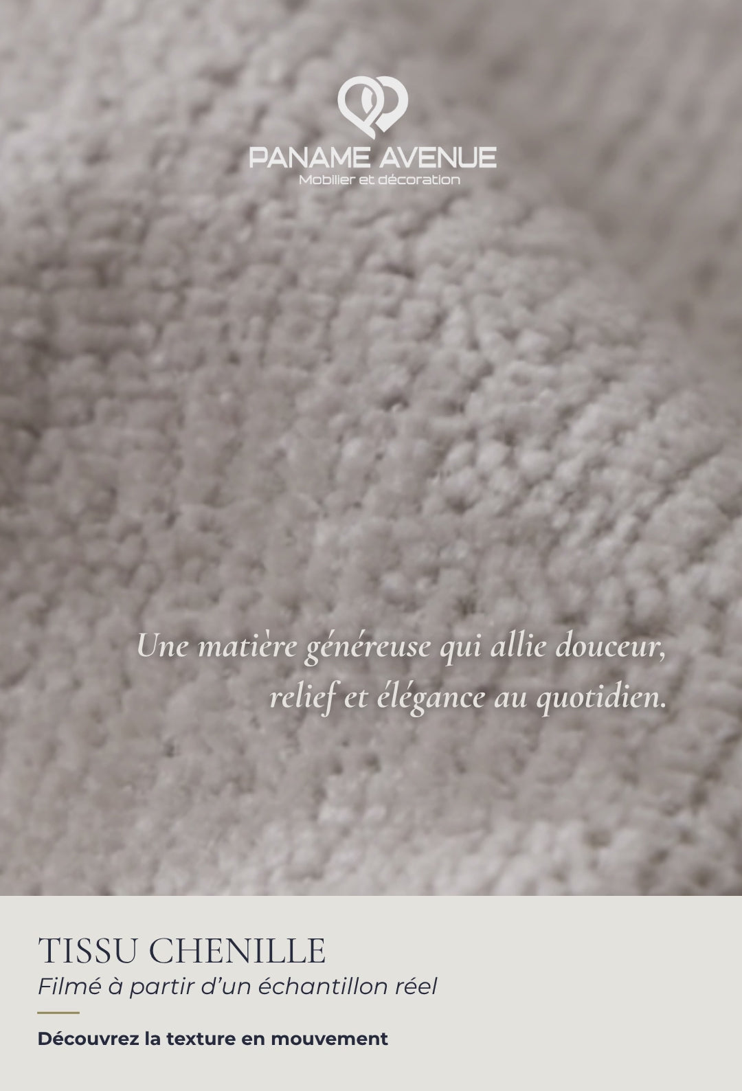 Nuancier du tissu chenille beige Perfect Harmony – échantillons et couleurs du revêtement – Paname Avenue