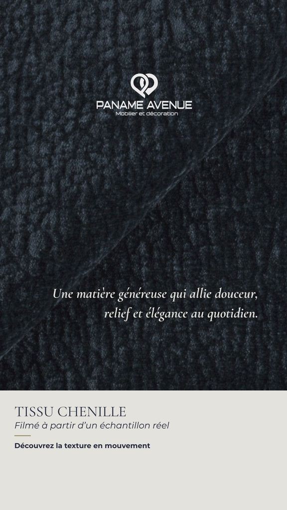 Nuancier du tissu chenille bleu Dress Me – échantillons et couleurs du revêtement – Paname Avenue
