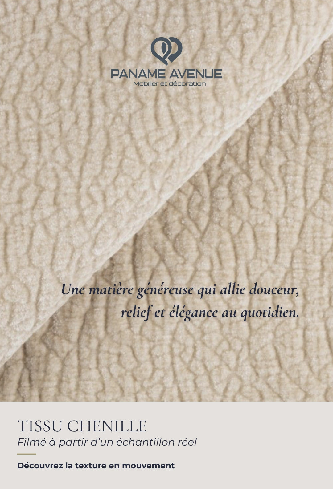 Nuancier du tissu chenille beige Dress Me – échantillons et couleurs du revêtement – Paname Avenue