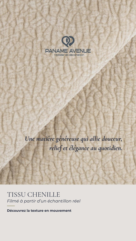 Nuancier du tissu chenille beige Dress Me – échantillons et couleurs du revêtement – Paname Avenue
