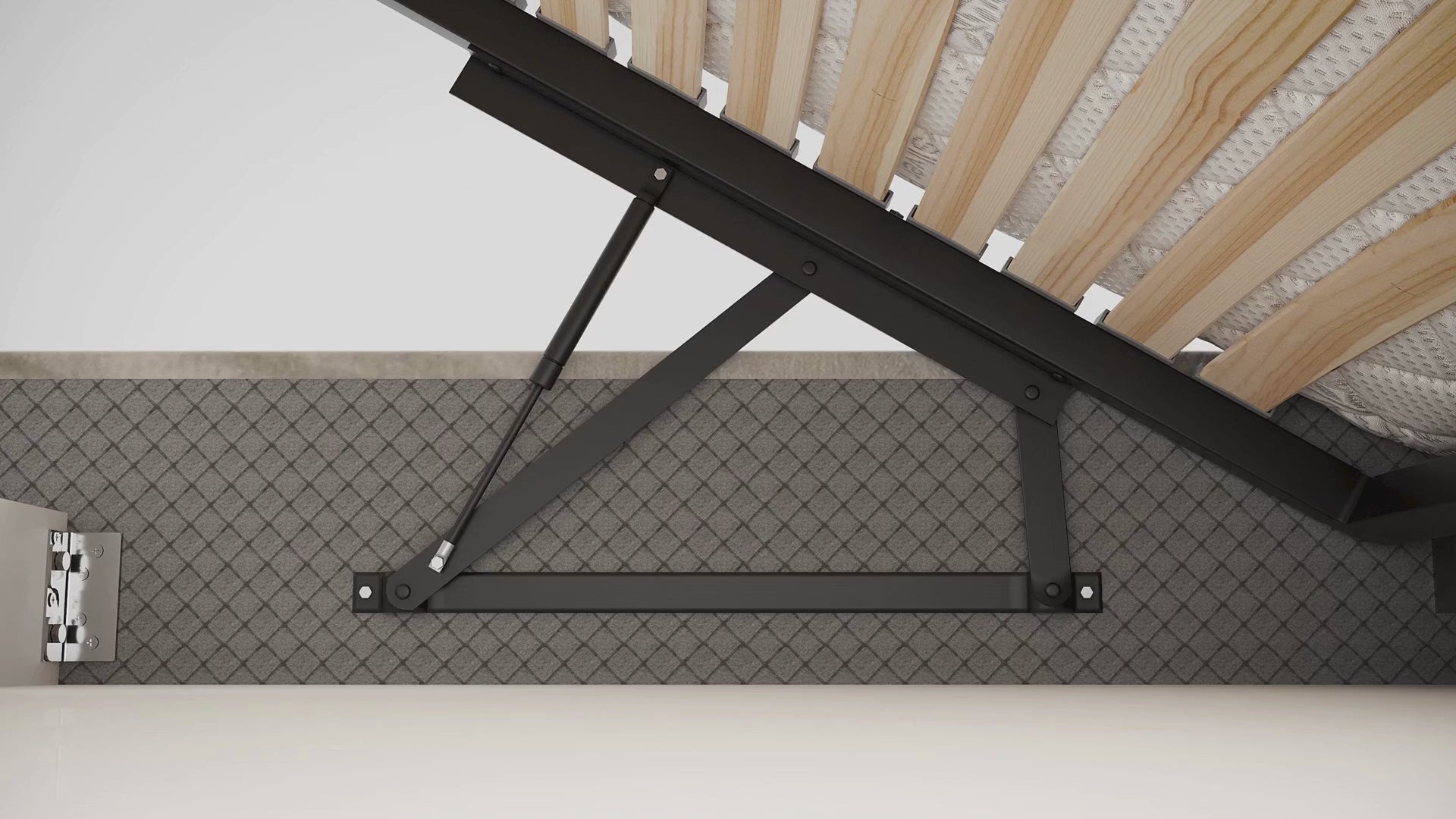 Vidéo montrant le mécanisme de levage et l’ouverture avec des vérins d’un lit coffre Paname Avenue