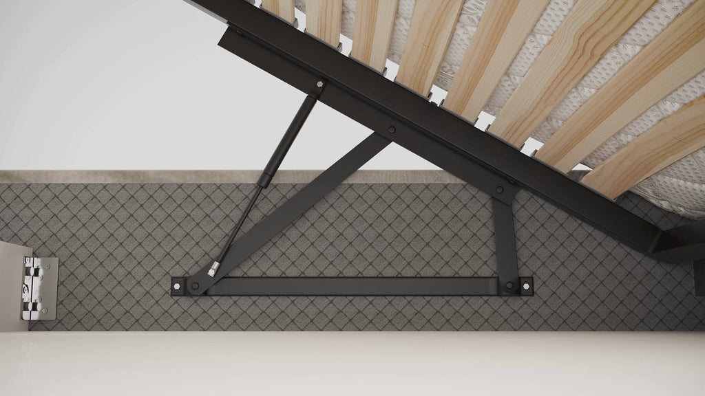 Vidéo montrant le mécanisme de levage et l’ouverture avec des vérins d’un lit coffre Paname Avenue