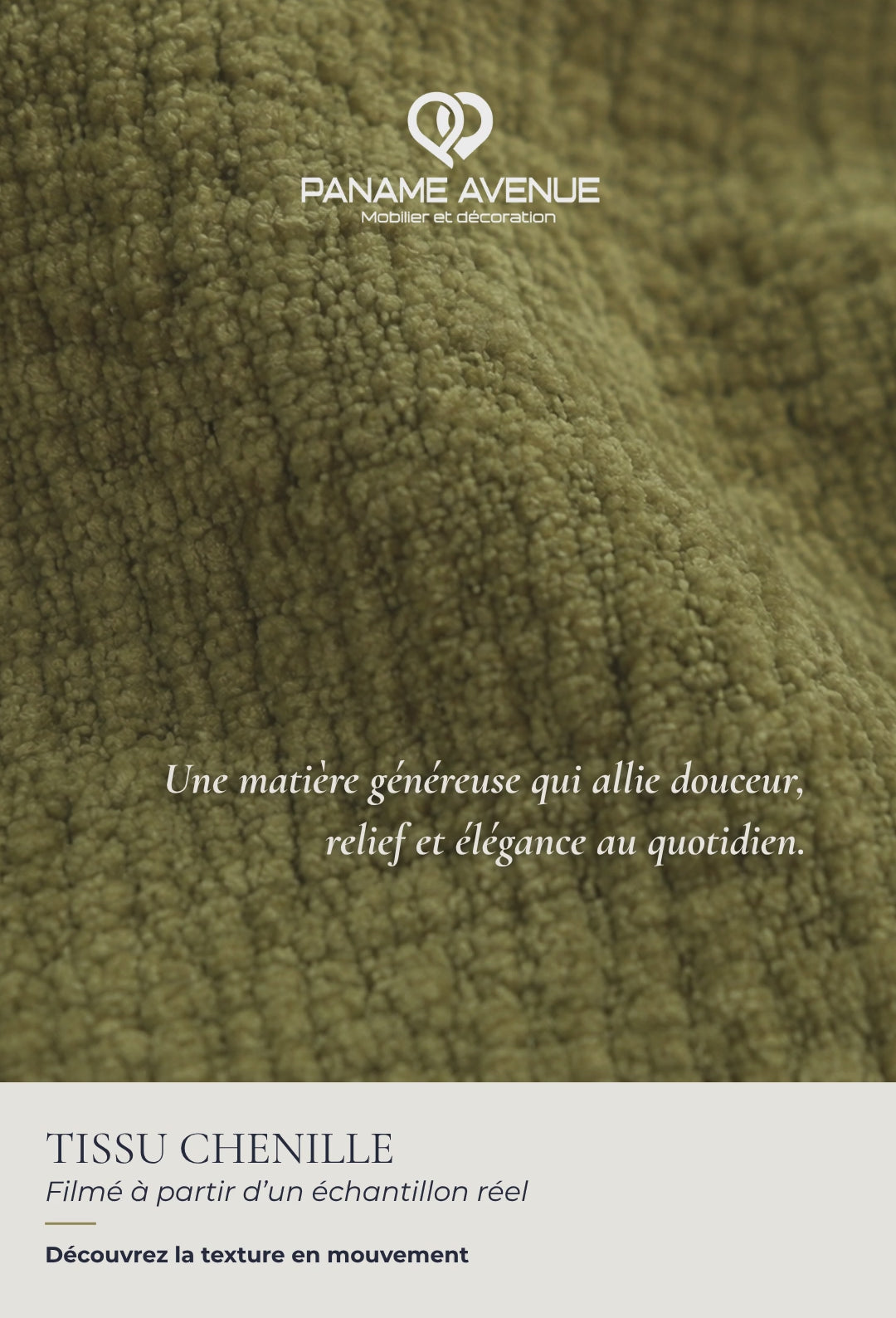 Nuancier du tissu chenille vert Cremona – échantillons et couleurs du revêtement – Paname Avenue
