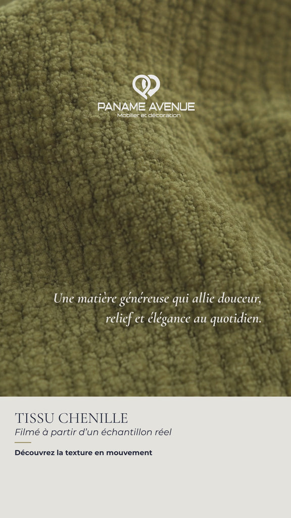 Nuancier du tissu chenille vert Cremona – échantillons et couleurs du revêtement – Paname Avenue