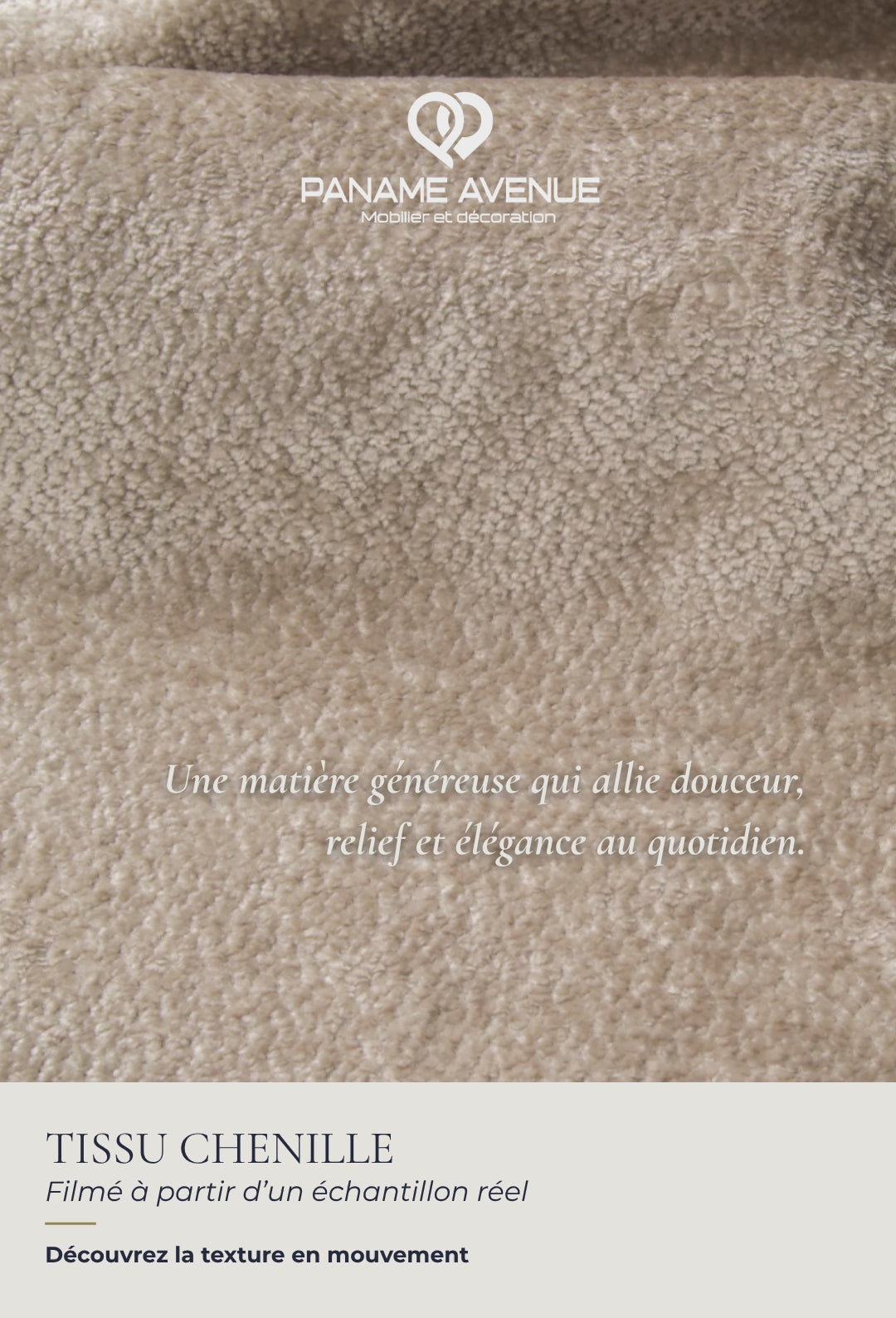 Nuancier du tissu chenille beige Aphrodite – échantillons et couleurs du revêtement – Paname Avenue