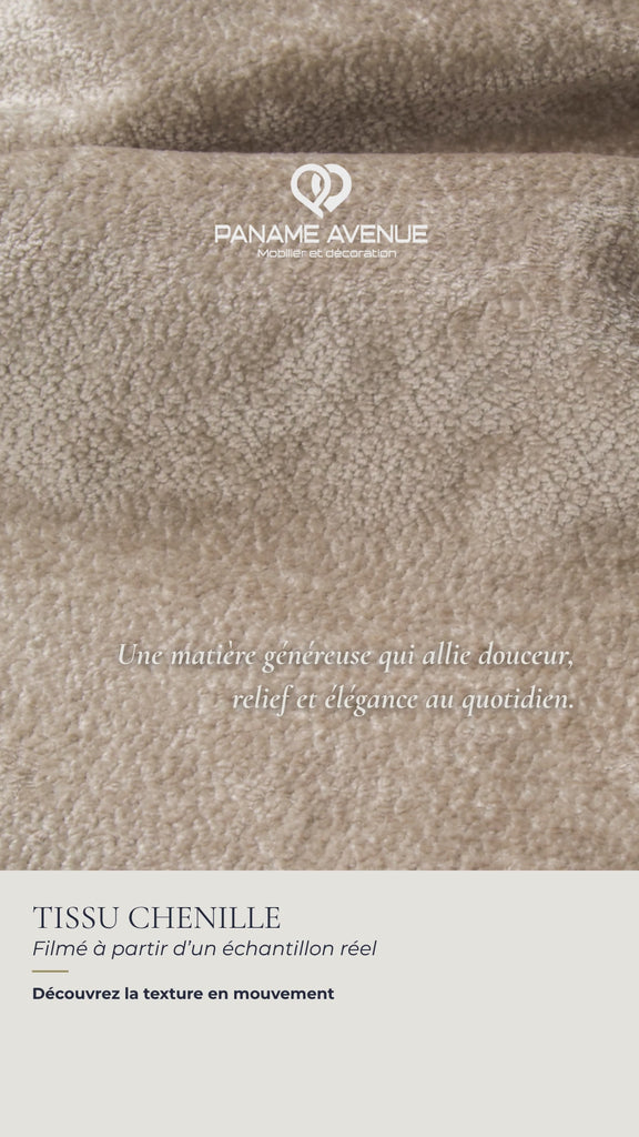 Nuancier du tissu chenille beige Aphrodite – échantillons et couleurs du revêtement – Paname Avenue