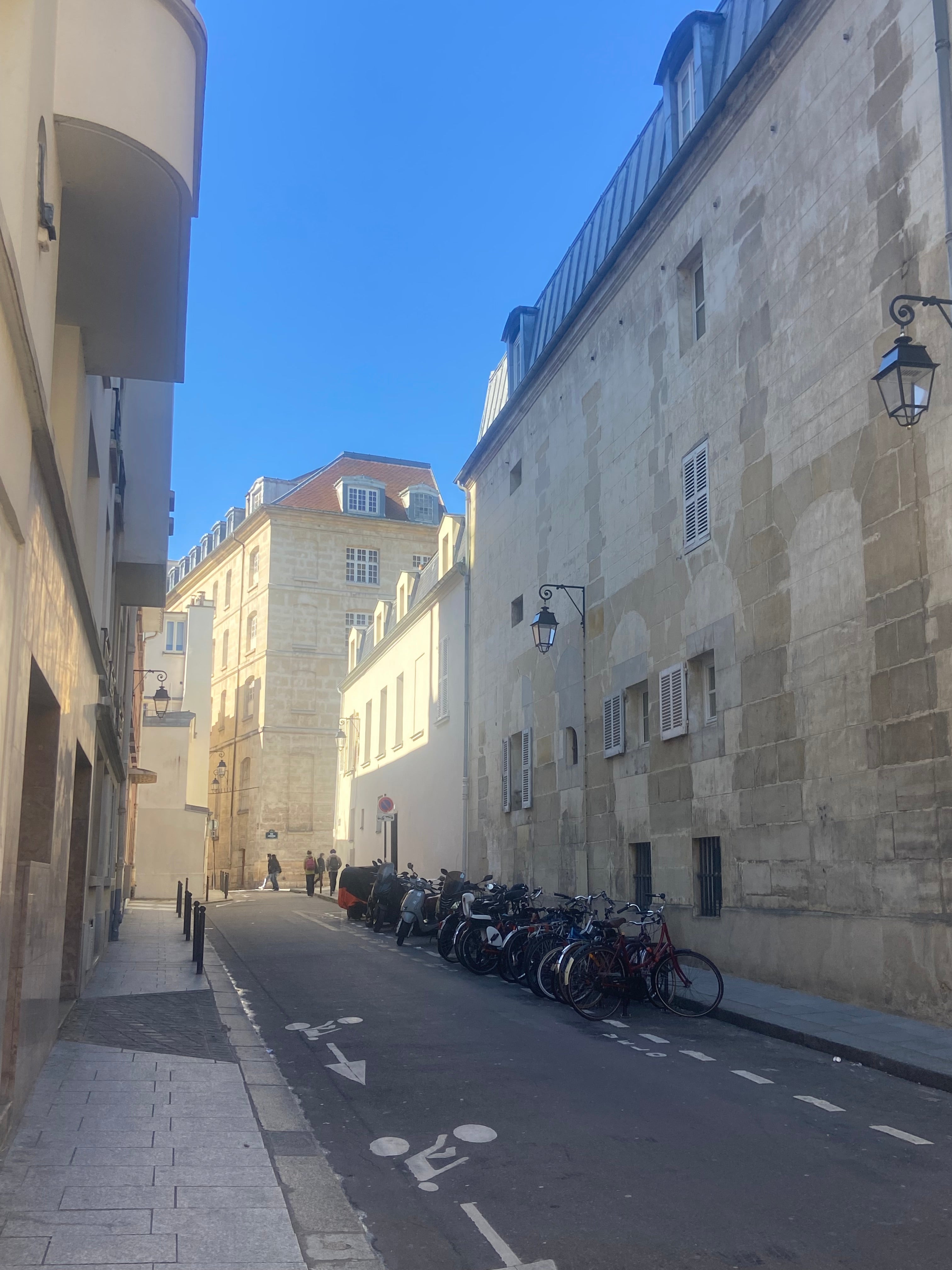 Rue du Pot de Fer à Paris 5 près de la Contrescarpe avec immeubles anciens et vélos stationnés