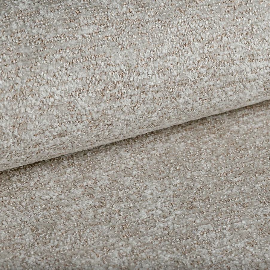 Gros plan de la texture du tissu chenille Bel-Air beige.